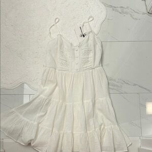 White Dress with Button Details